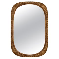 Distinctive Mirror Design, Aged Gold Leaf, Wood.