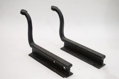 Distinctive Pair of Forged Antique Folk Art Snake Andirons