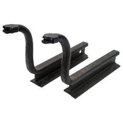 Distinctive Pair of Forged Antique Folk Art Snake Andirons