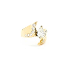 Distinctive Pear Diamond Ring in 14k Yellow Gold