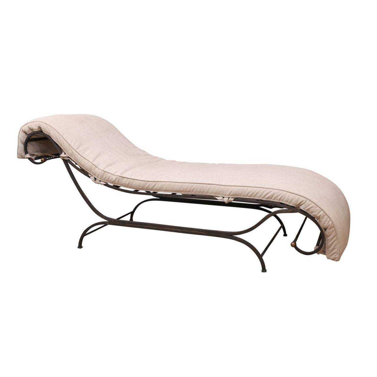 Canvas Distinctive Steel Chaise Longue For Sale