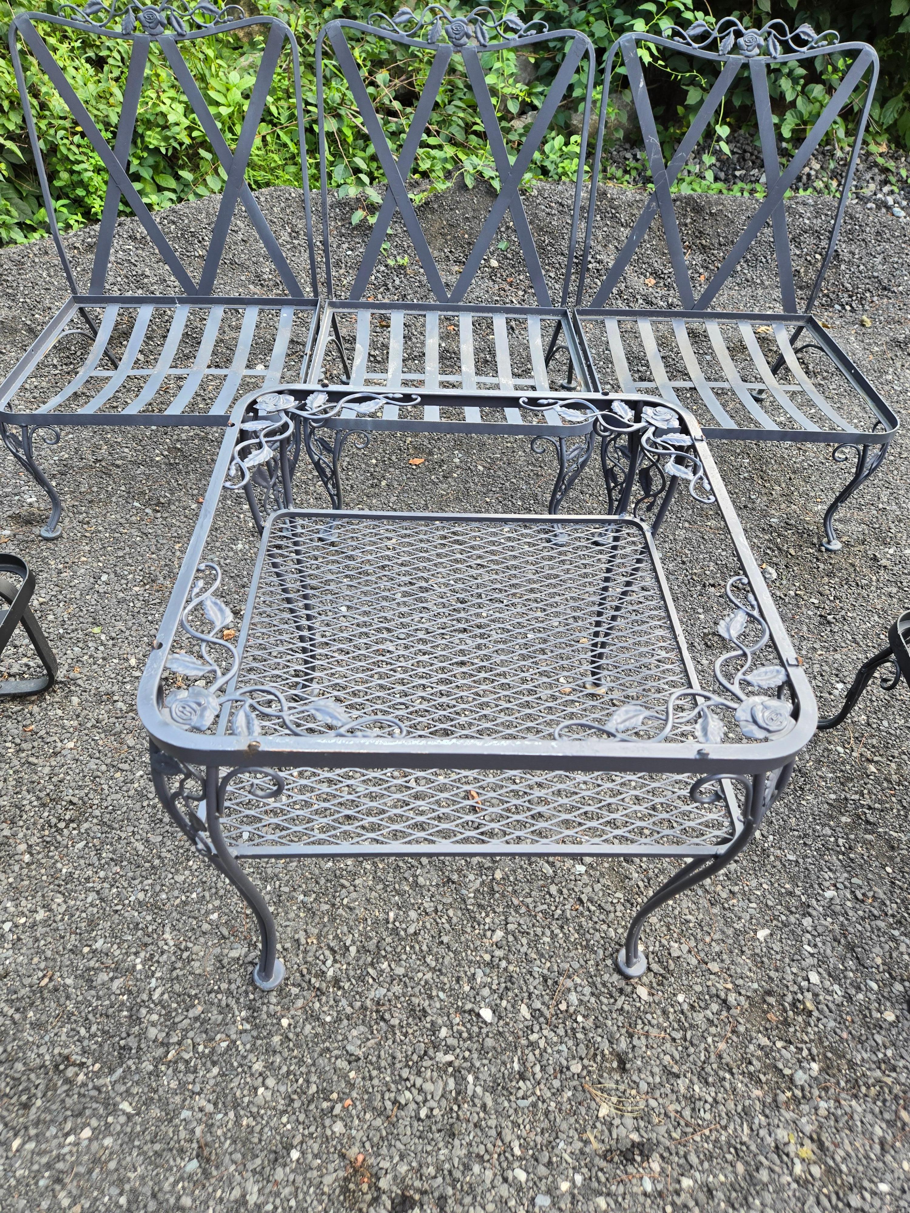 Vintage Woodard Wrought Iron Patio Set For Sale 4