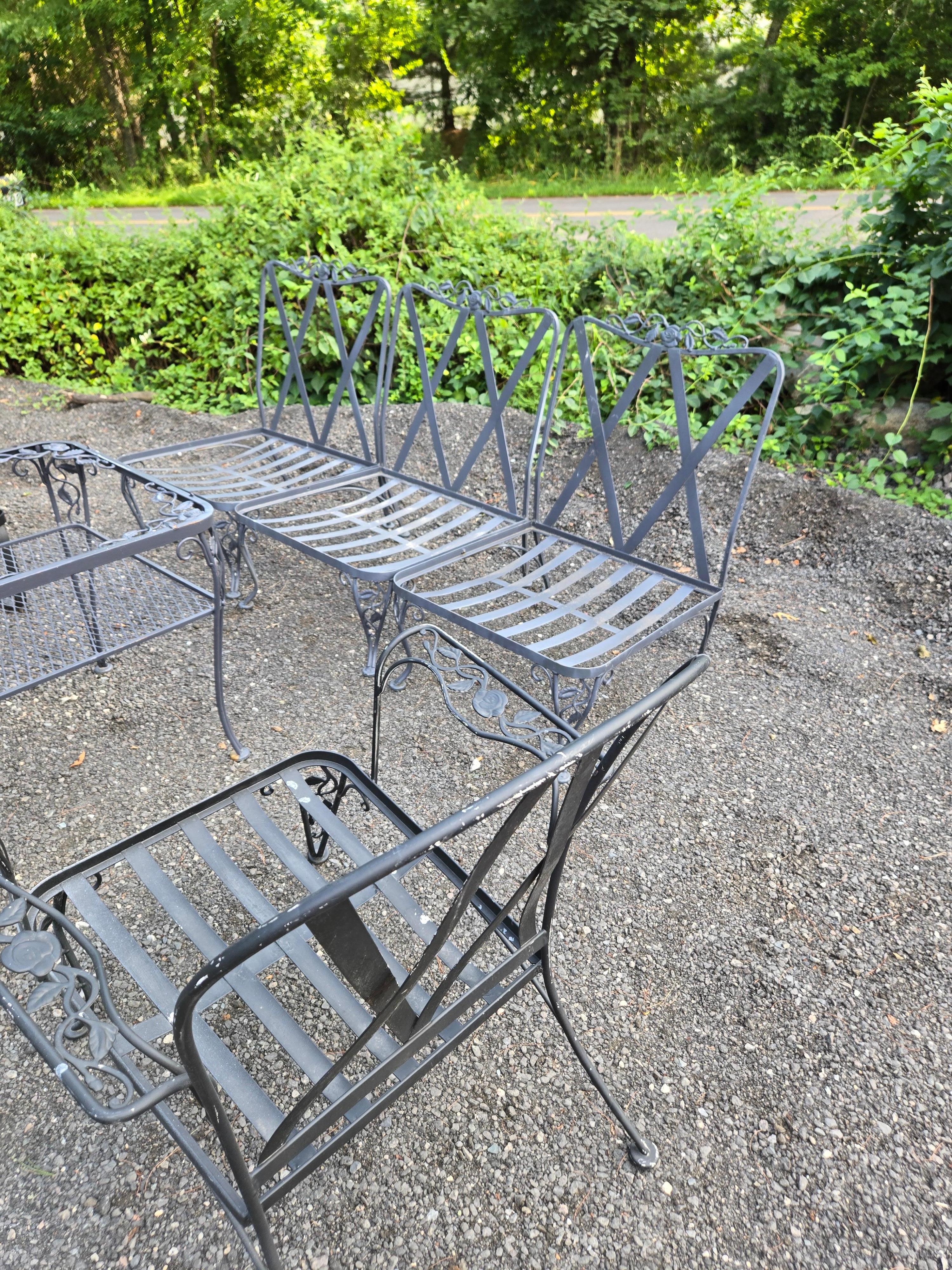 Vintage Woodard Wrought Iron Patio Set For Sale 1