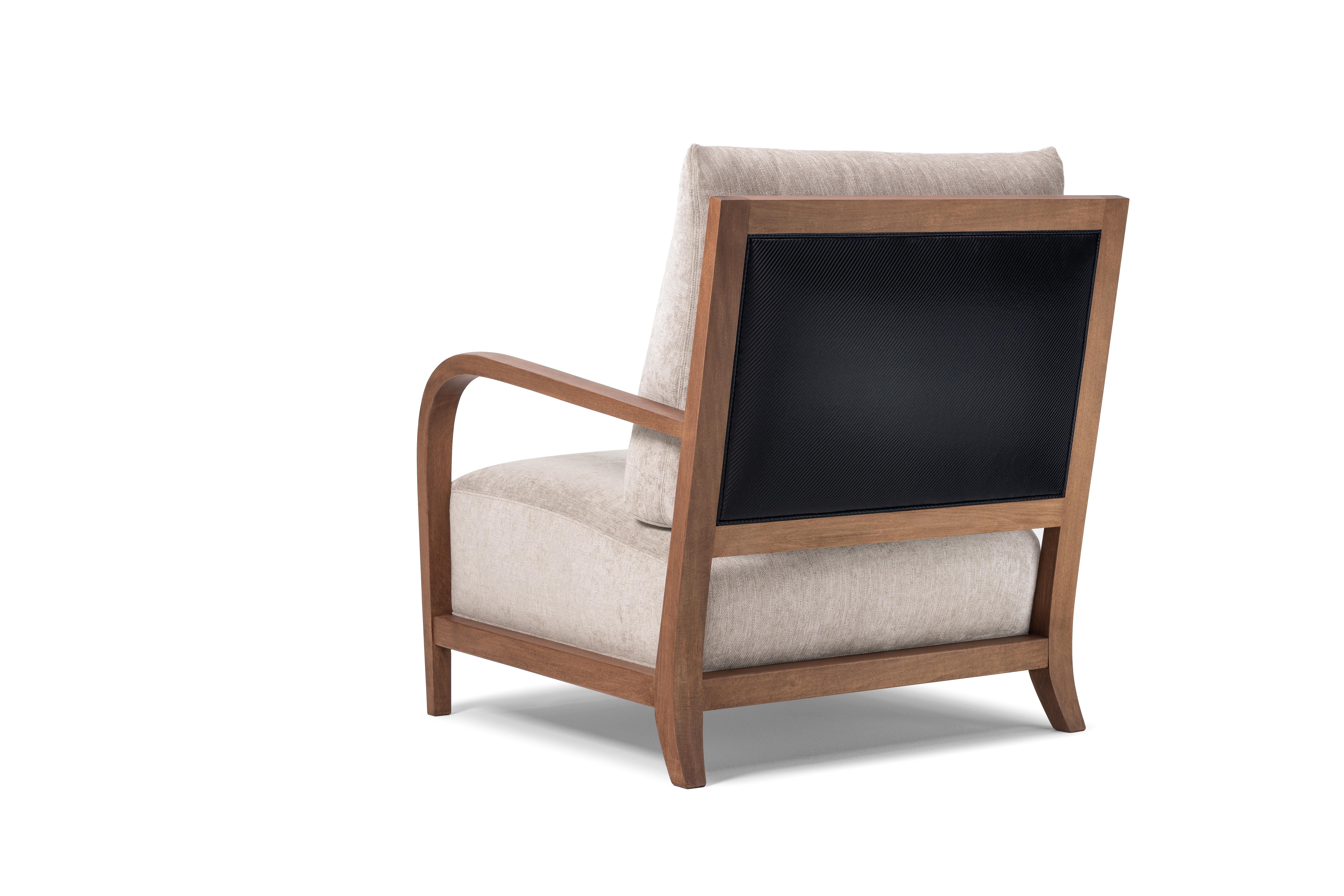 Polished Distinta Armchair, Modern Design Wooden Armchair For Sale