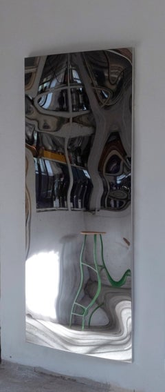 Distorting 200 cm Vertical Mirror in Polished Stainless Steel by Julien Vidame