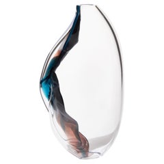 Distortion IV, a purple, blue & clear handblown glass sculpture by Emma Baker