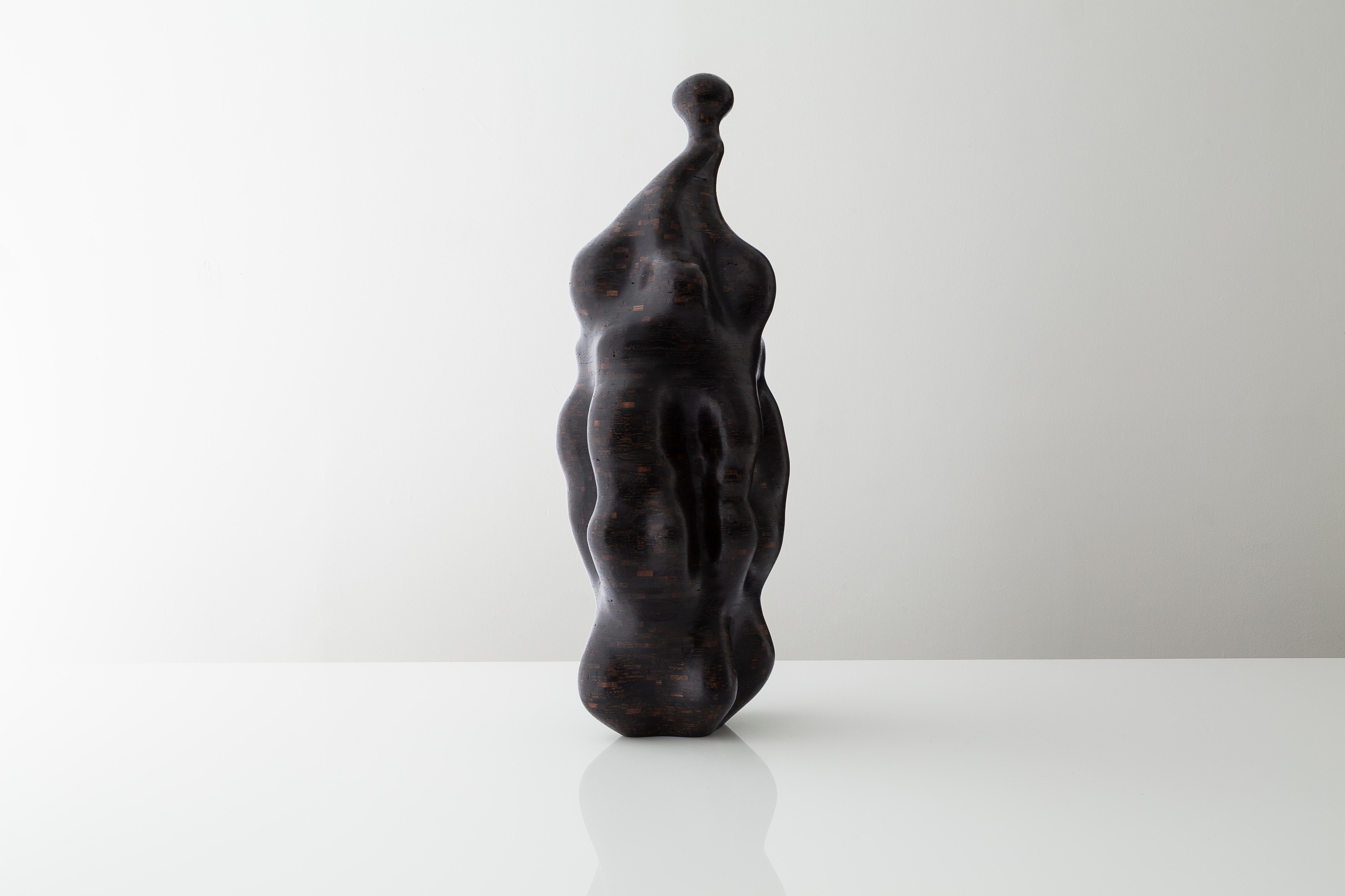 Modern Distortion, Stacked Blackened Oak Sculpture by Richard Haining, Available Now