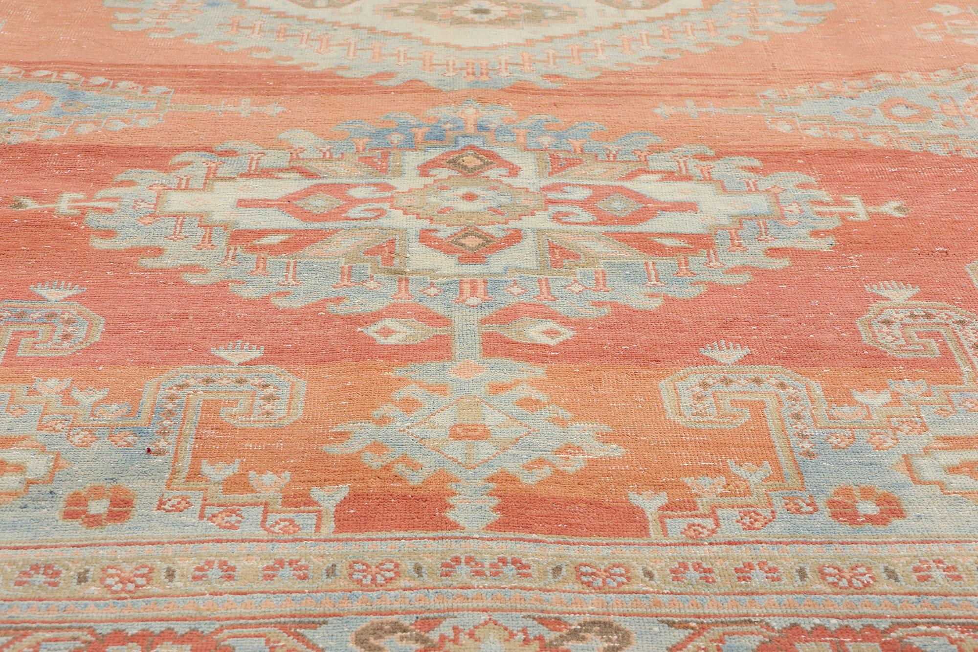 Wool Distressed 1950's Persian Viss Carpet, Tribal Mystique Meets Laid-Back Luxury For Sale