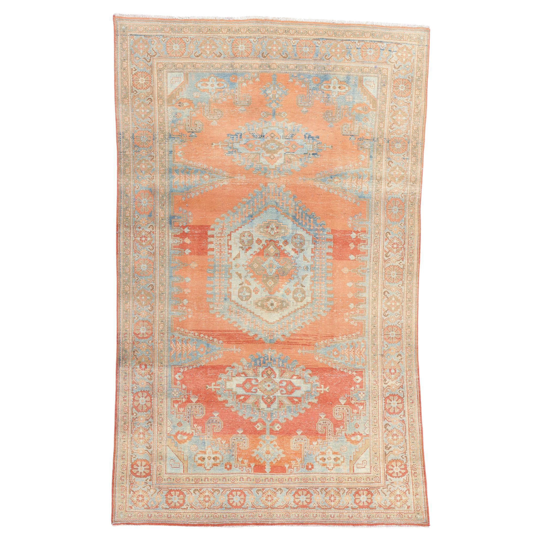 Distressed 1950's Persian Viss Carpet, Tribal Mystique Meets Laid-Back Luxury For Sale