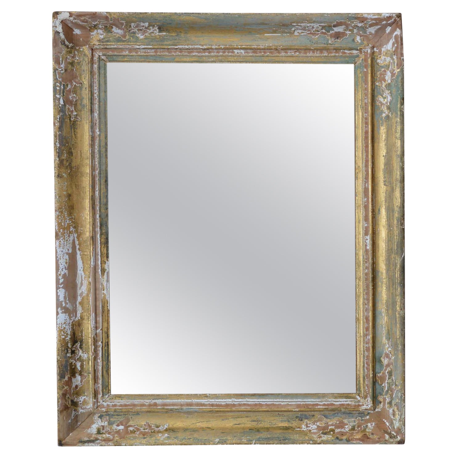Miroir antique du 19e siècle au cadre doré et vieilli