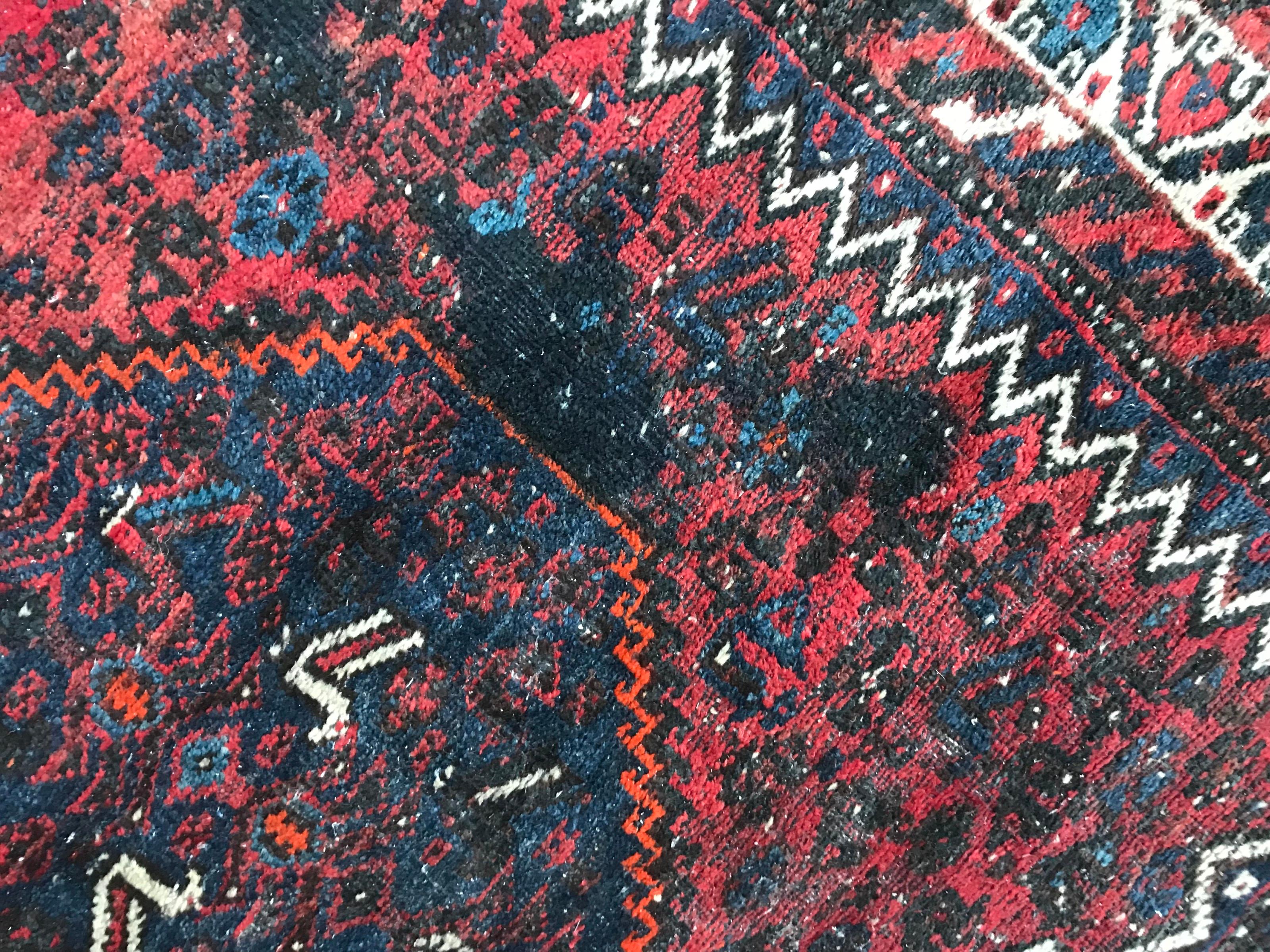 Hand-Knotted Distressed 20th Century Kurdish Rug For Sale
