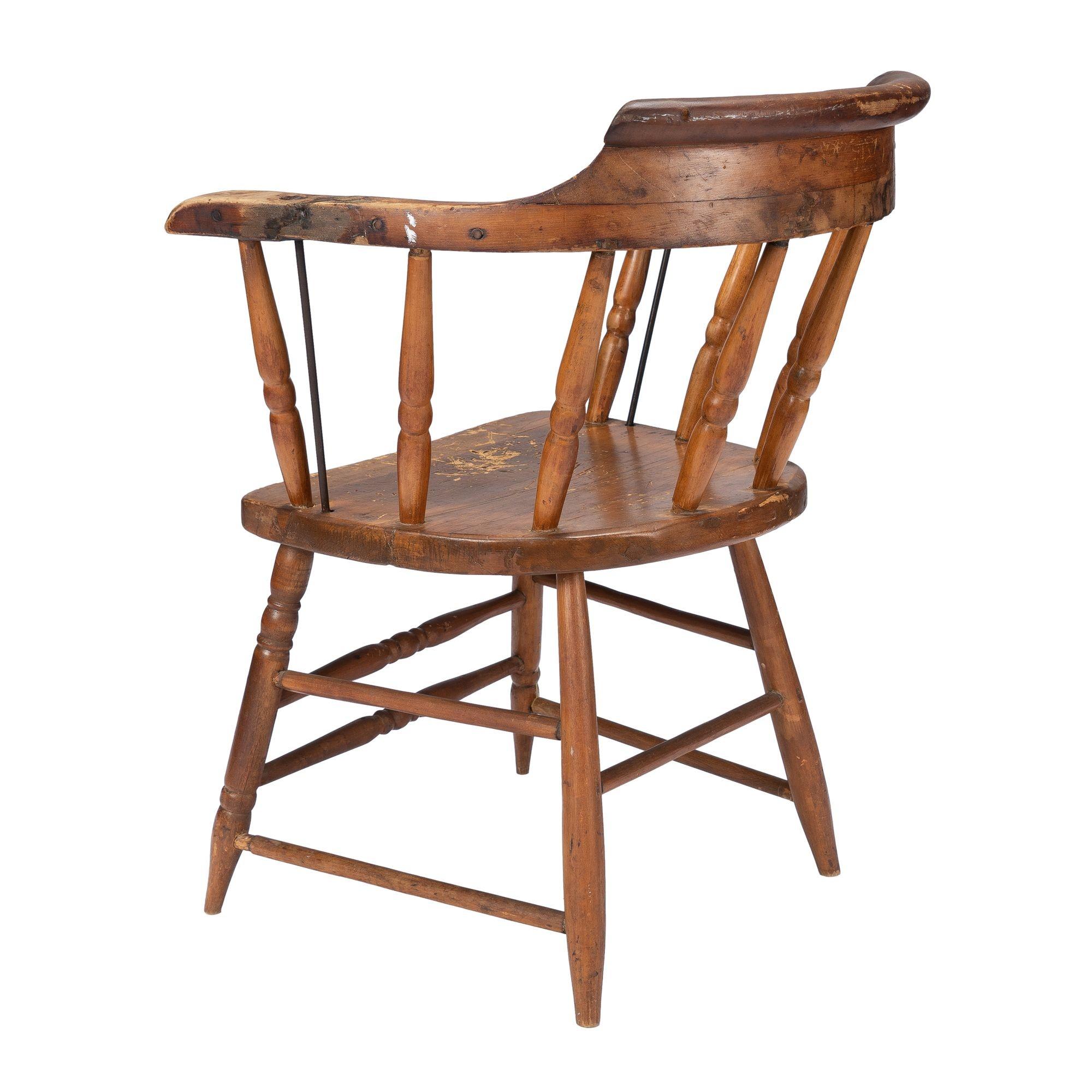 19th Century Distressed American firehouse armchair, 1800's For Sale