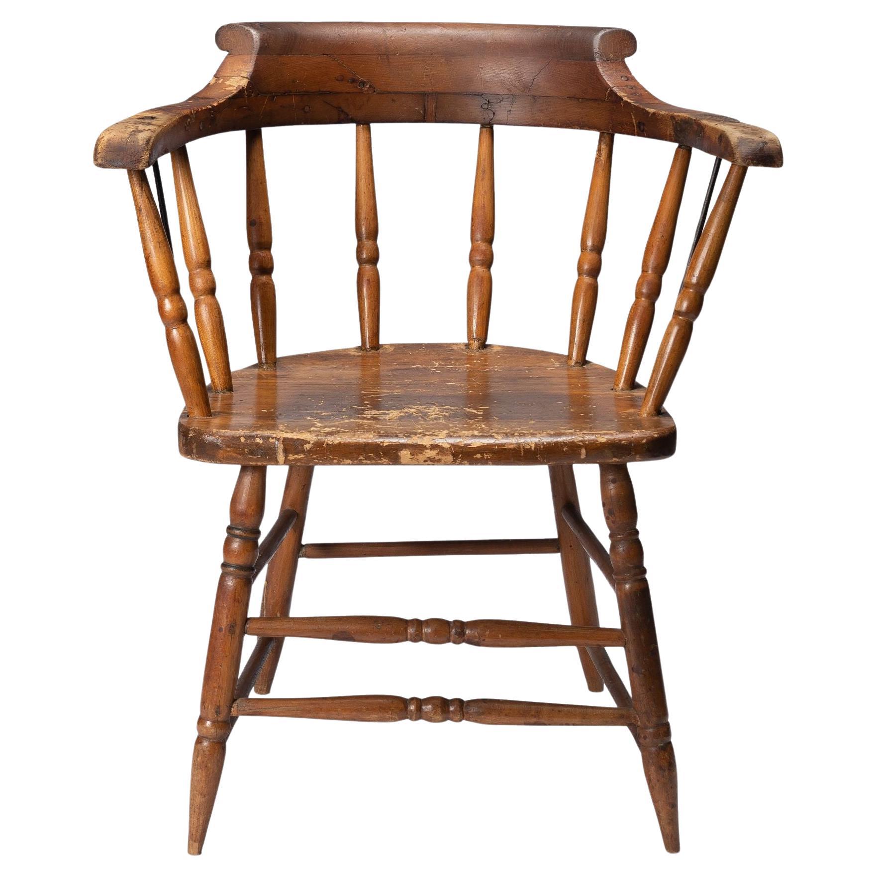 Distressed American firehouse armchair, 1800's For Sale