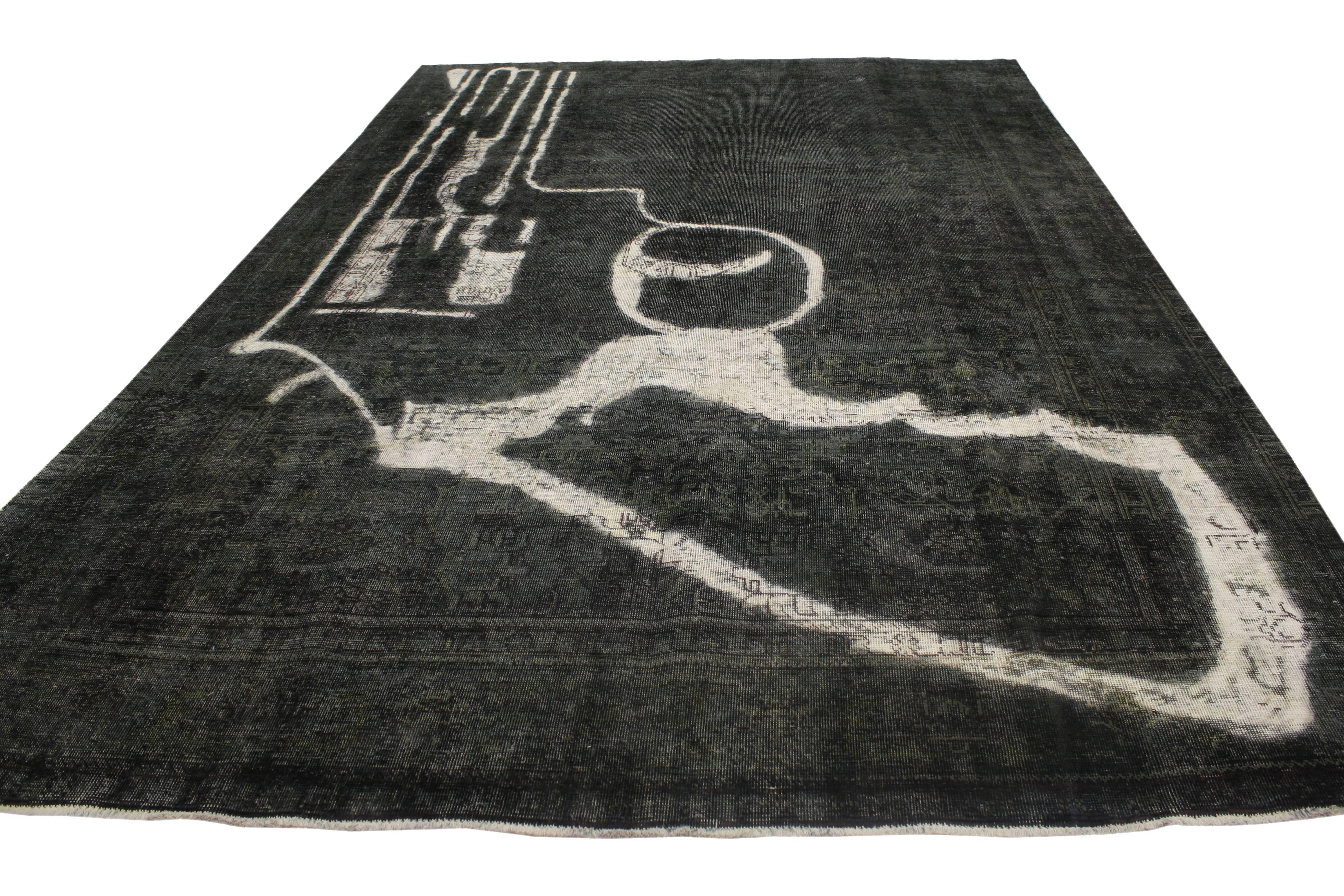 Persian 2nd Amendment Vintage Overdyed Rug For Sale