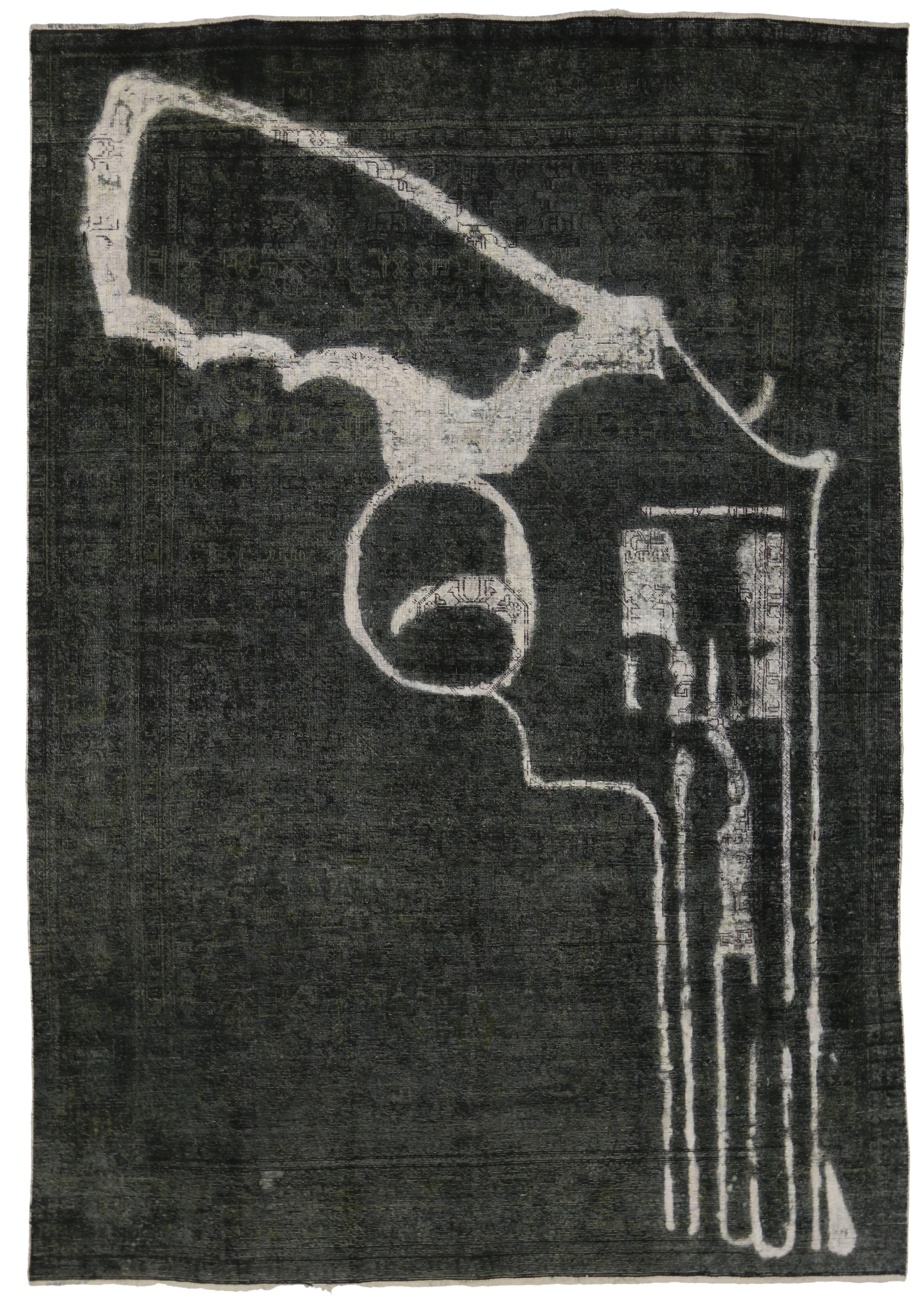Hand-Knotted 2nd Amendment Vintage Overdyed Rug For Sale