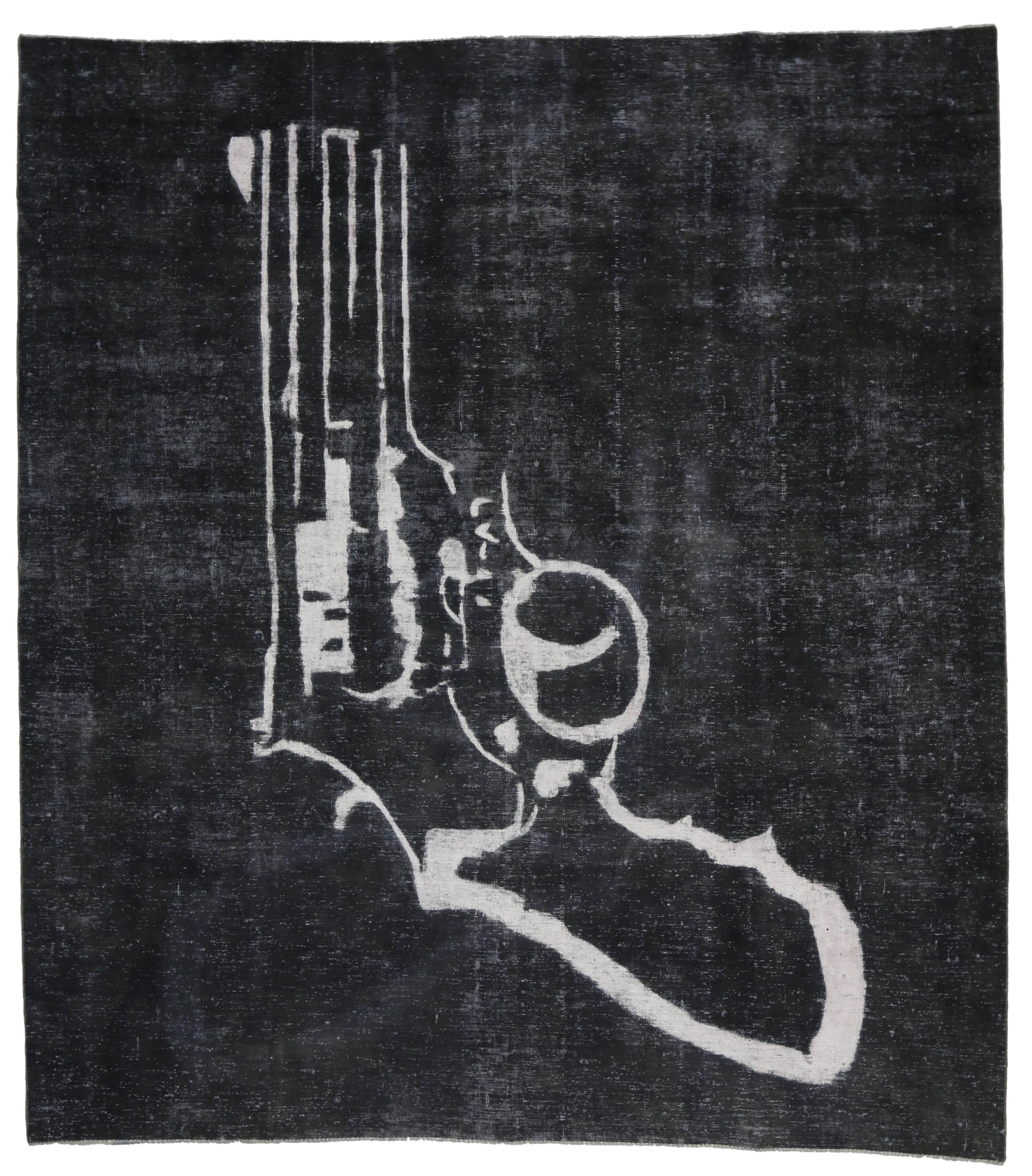 20th Century 2nd Amendment Vintage Overdyed Rug For Sale