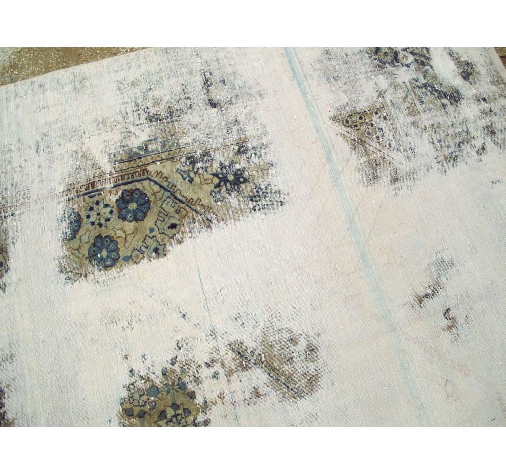 Distressed and Overdyed Handmade Persian Tabriz Rug For Sale 2