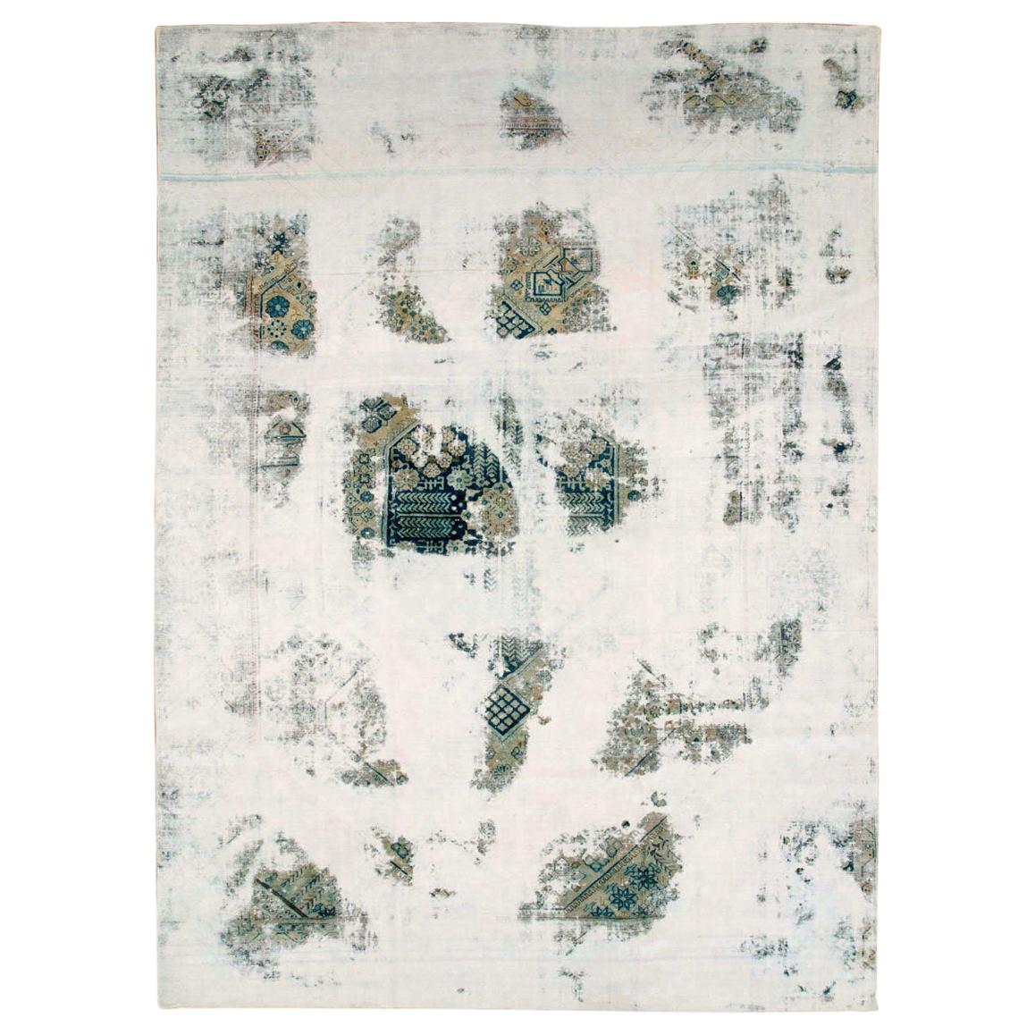 Handgefertigter persischer Täbris-Teppich im Used-Look, handgefertigt