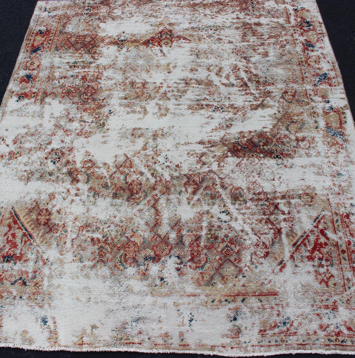 20th Century 1920s Distressed and Rustic Antique Persian Mahal Rug by Keivan Woven Arts For Sale
