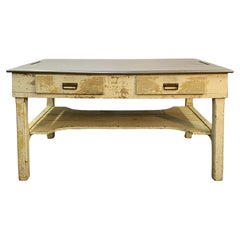 Distressed and Weathered Large Stainless Steel Top Country Kitchen Work Table