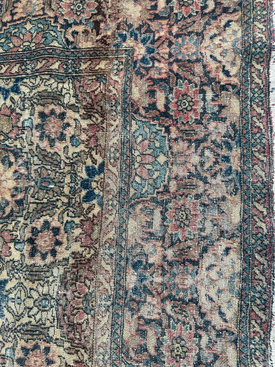 Distressed antique 19th century Isfahan rug For Sale 2