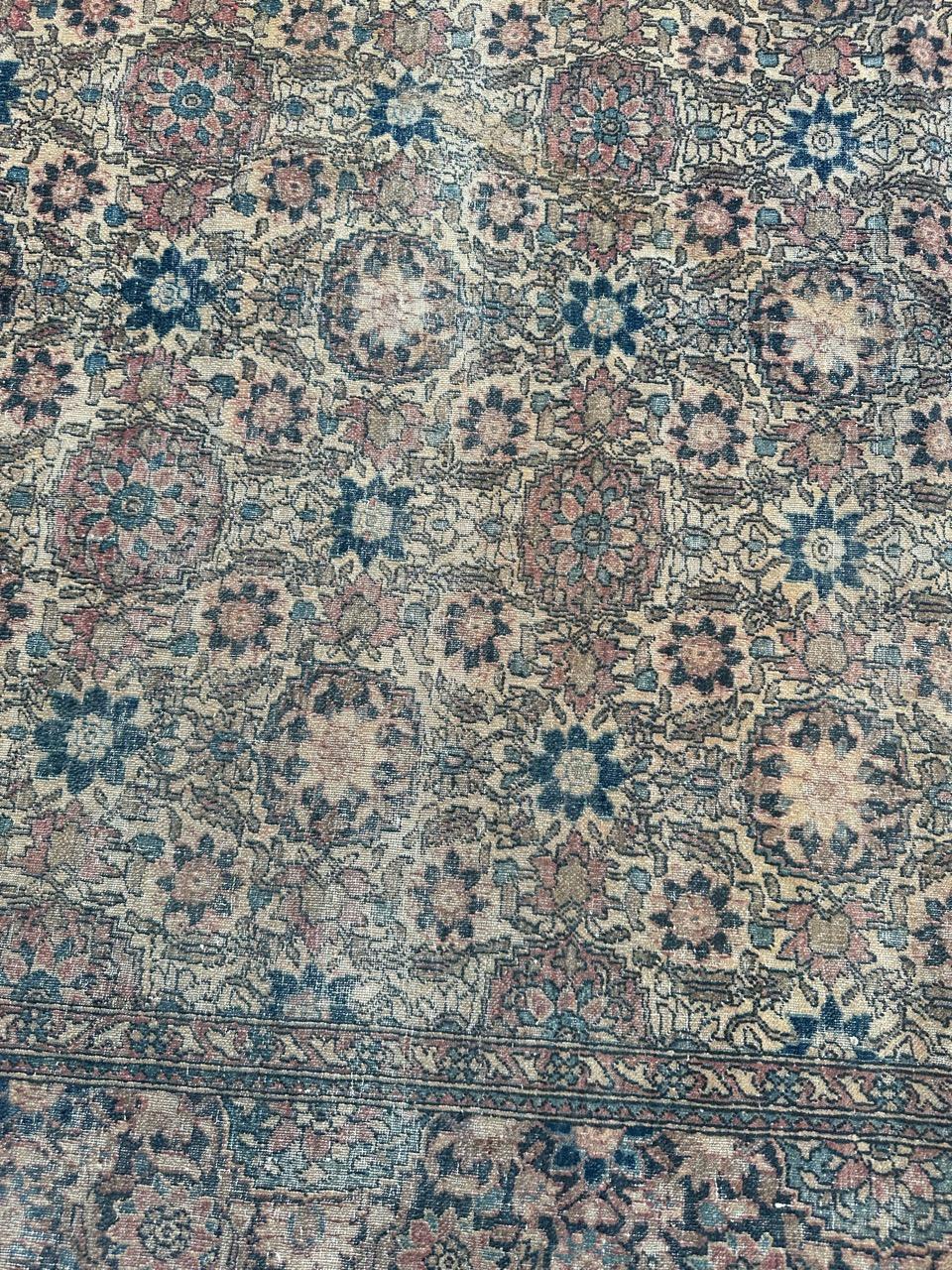 Distressed antique 19th century Isfahan rug For Sale 4