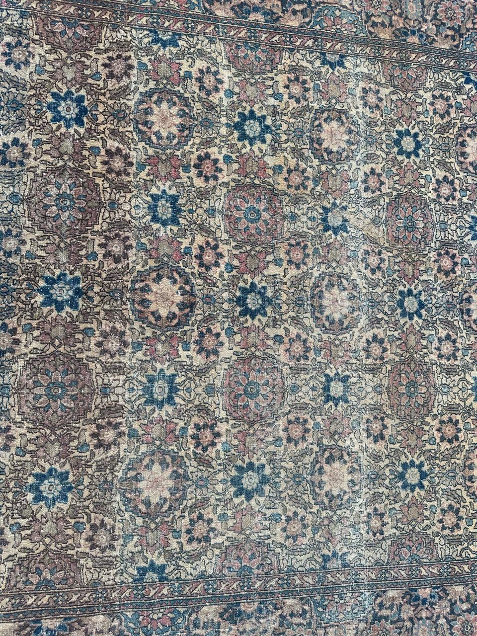 Distressed antique 19th century Isfahan rug For Sale 5