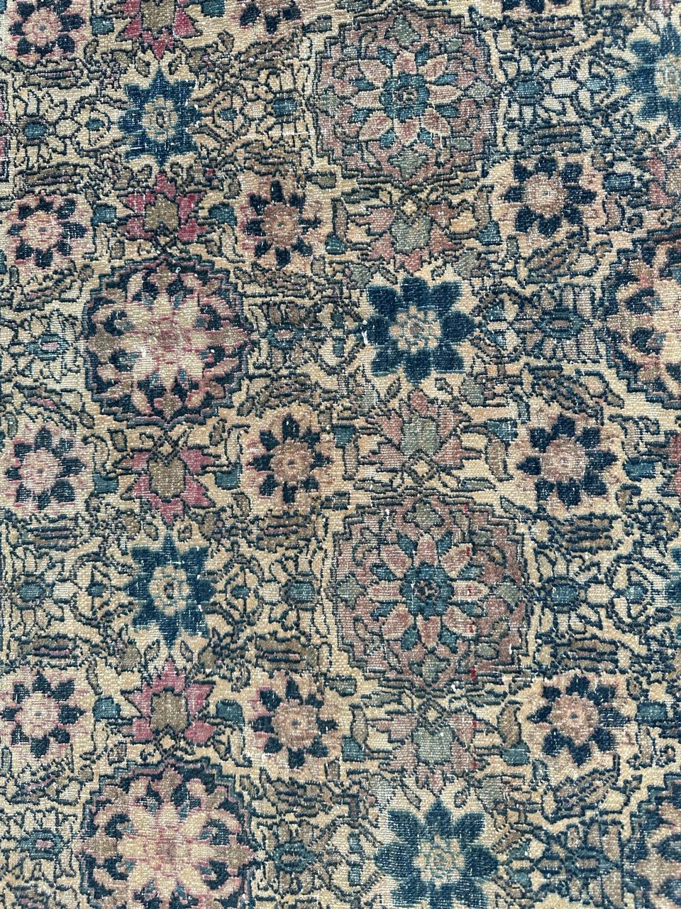 Distressed antique 19th century Isfahan rug For Sale 6