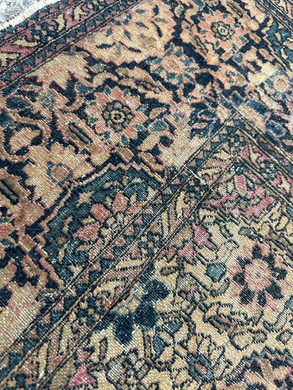 Distressed antique 19th century Isfahan rug For Sale 8