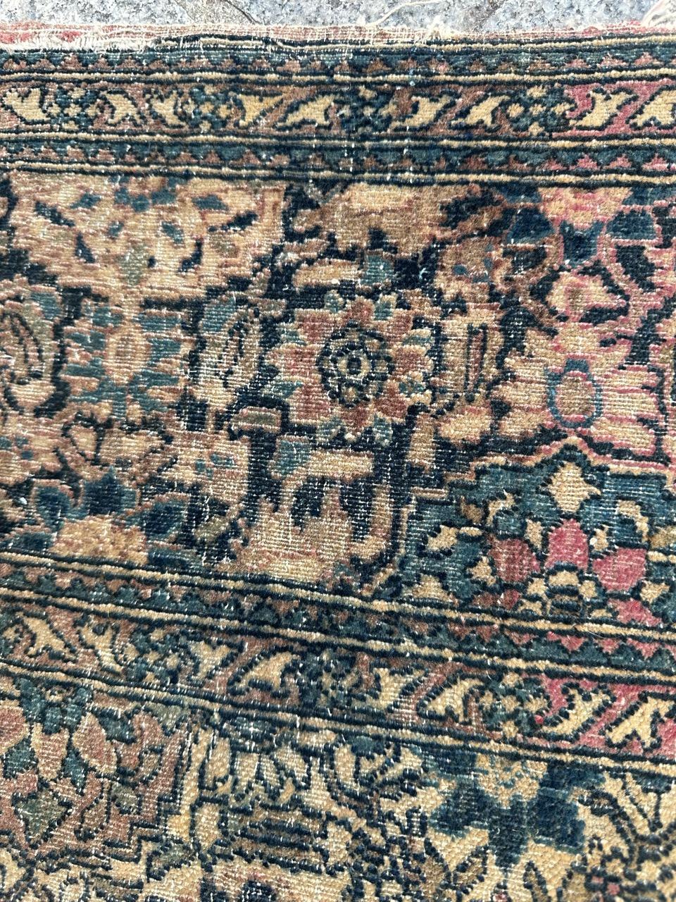 Distressed antique 19th century Isfahan rug For Sale 9