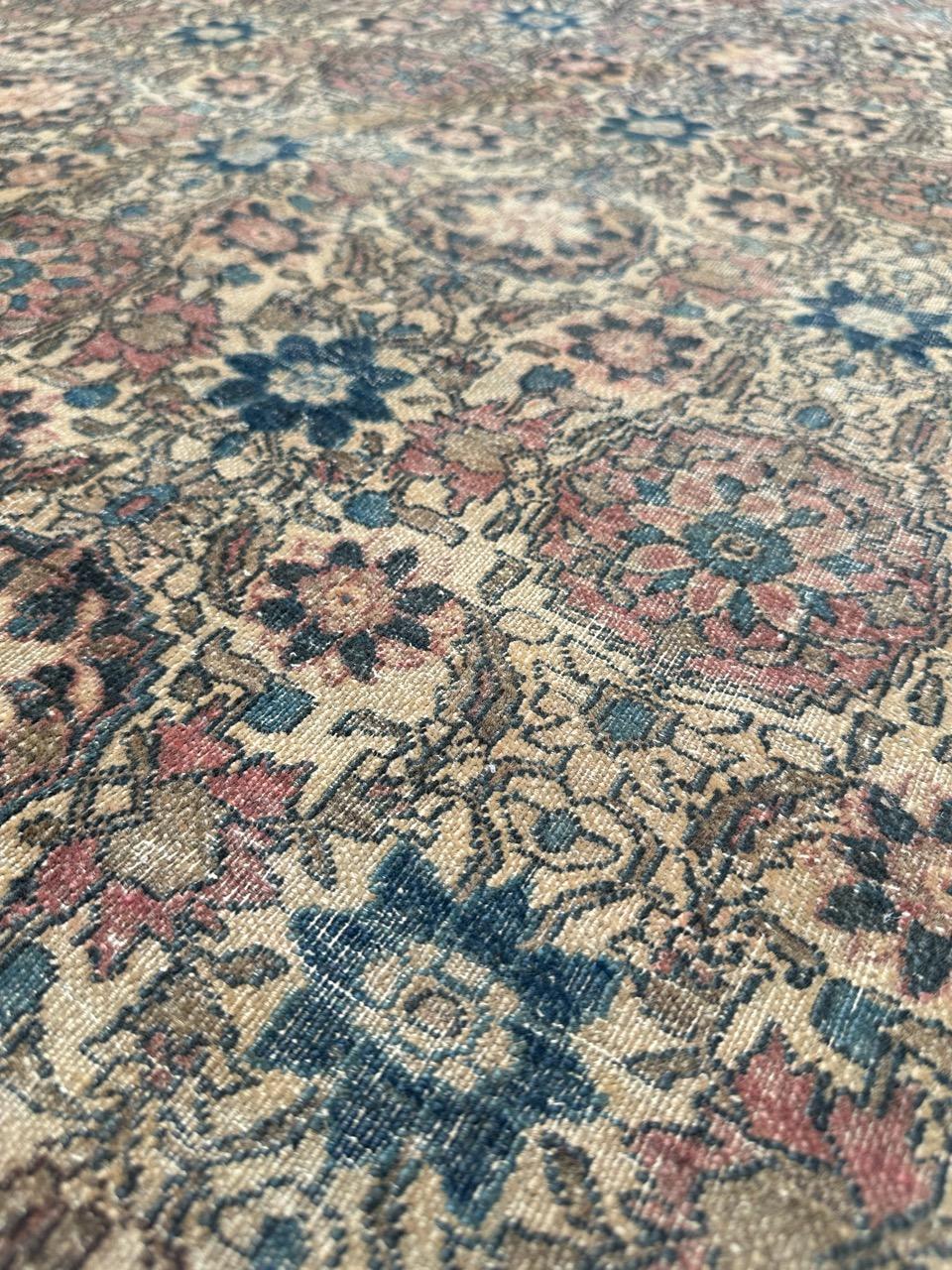 Distressed antique 19th century Isfahan rug For Sale 11