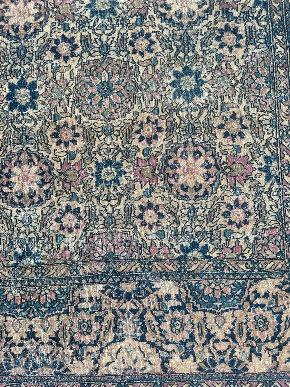 Hand-Knotted Distressed antique 19th century Isfahan rug For Sale