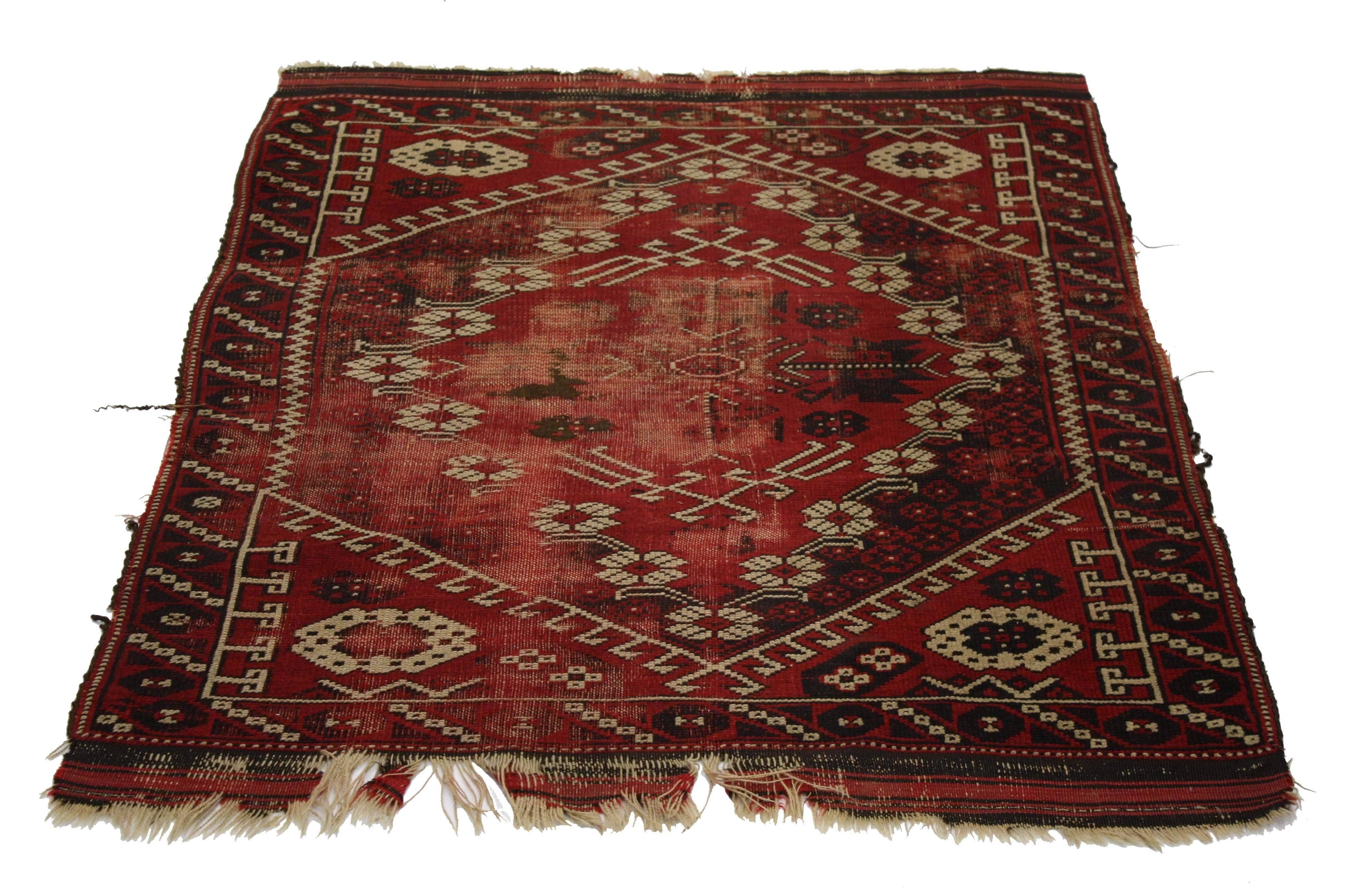 Distressed Antique Afghani Rug with with Adirondack Lodge Style For Sale 5