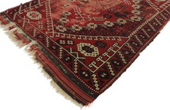 Distressed Antique Afghani Rug with with Adirondack Lodge Style