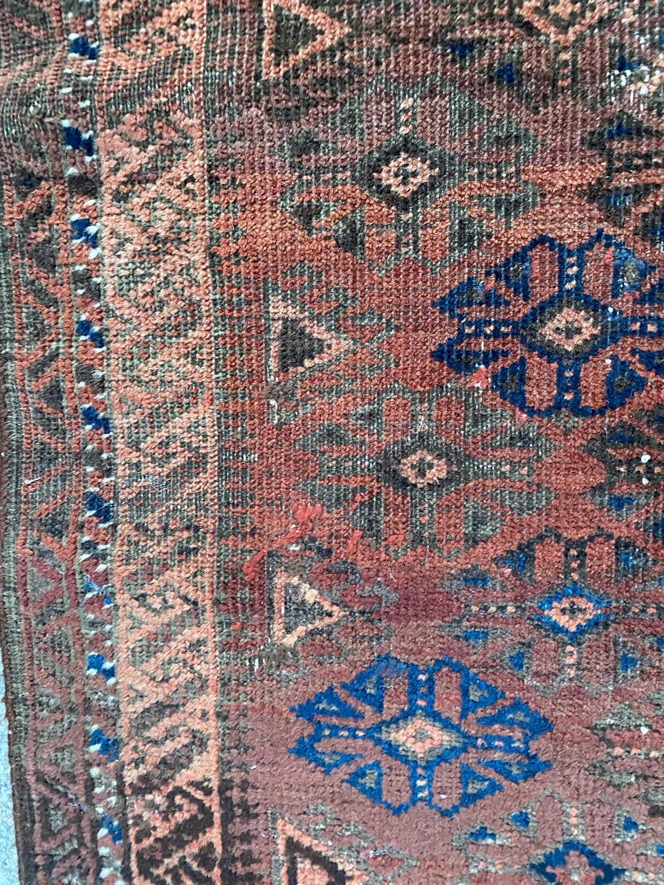 Distressed Antique Baluch Afghan Rug 7