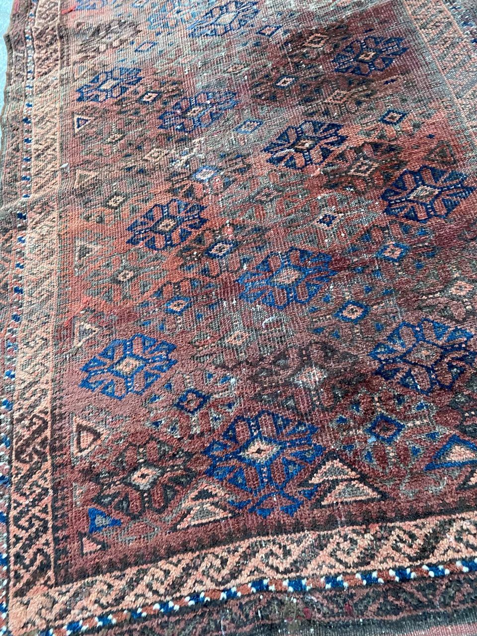 Distressed Antique Baluch Afghan Rug 2