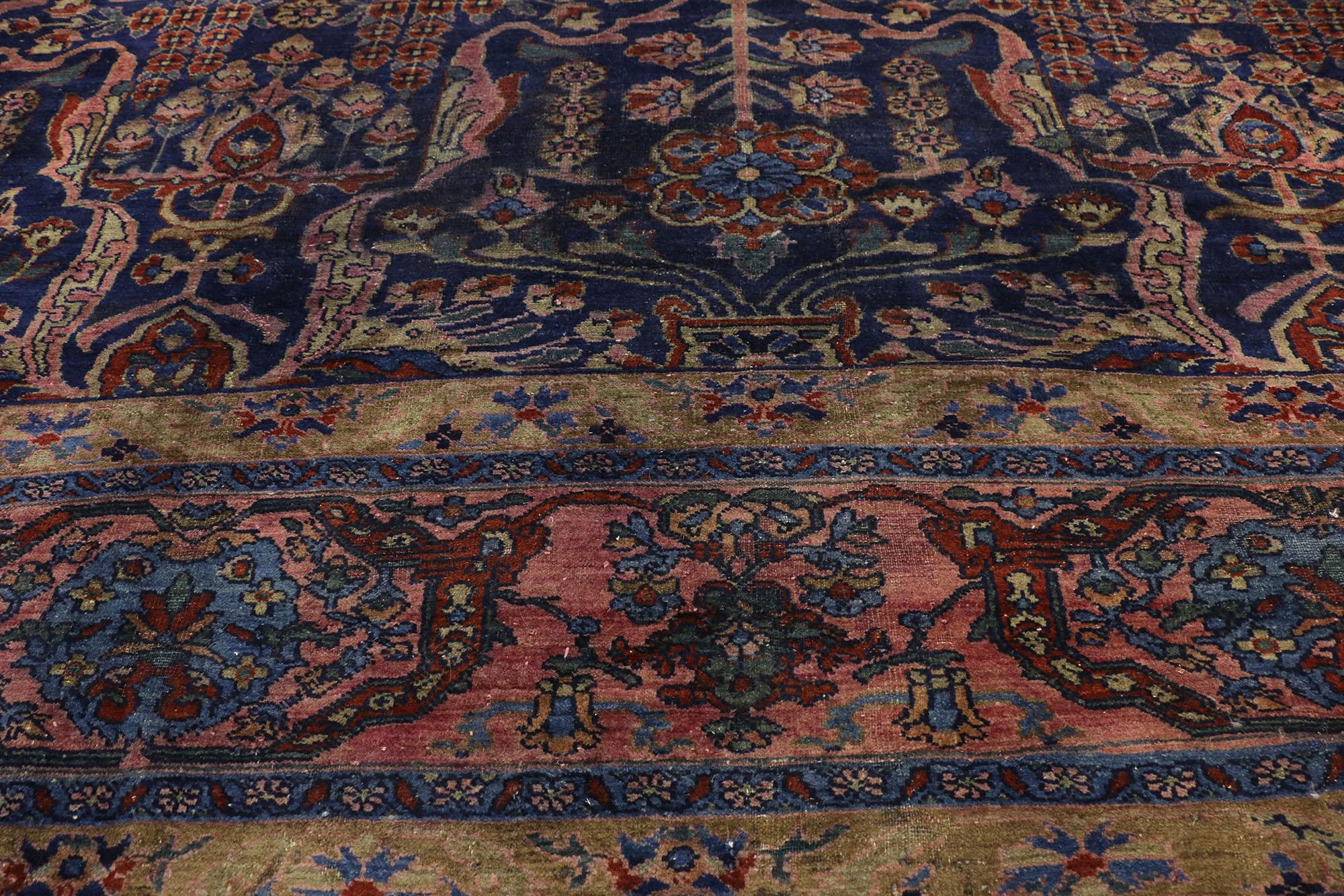Hand-Knotted Oversized Antique Persian Bibikabad Rug, Hotel Lobby Size Carpet For Sale