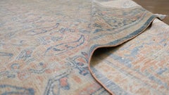 Distressed Antique Boteh Rust, Blue and Ivory Rug 8'5''x11'3''
