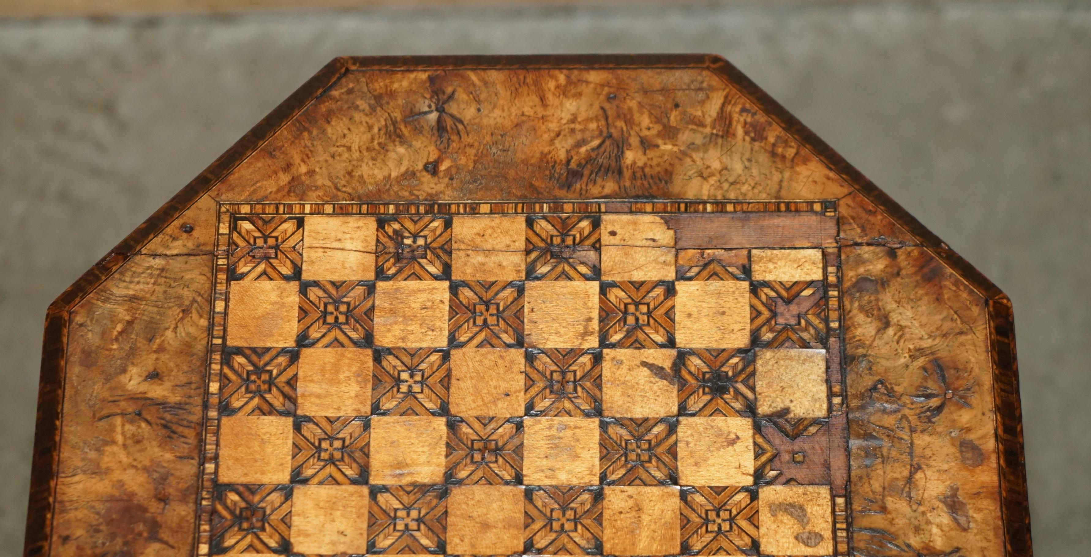 table with chess board top