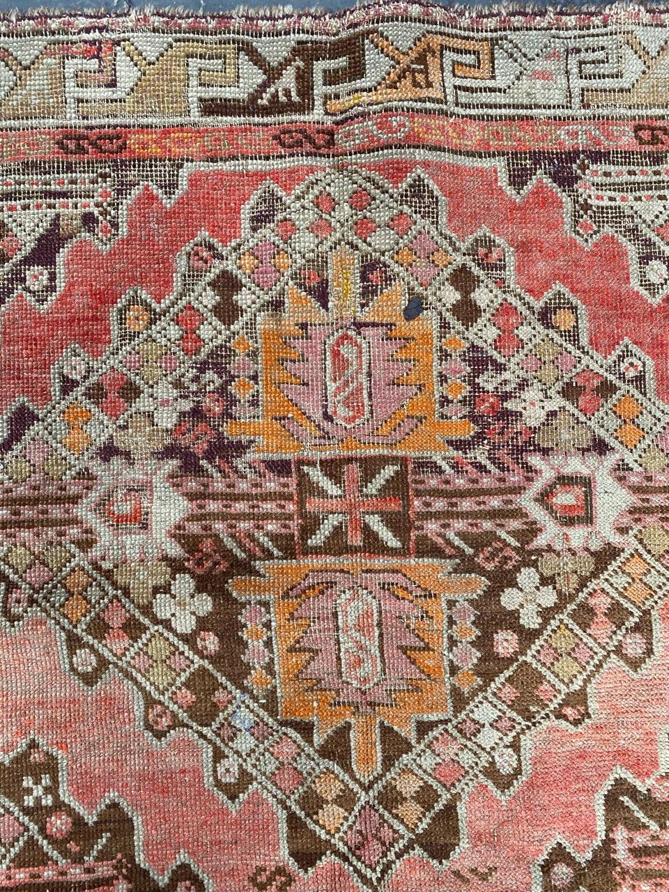 Distressed Antique Caucasian Karabagh Rug 3