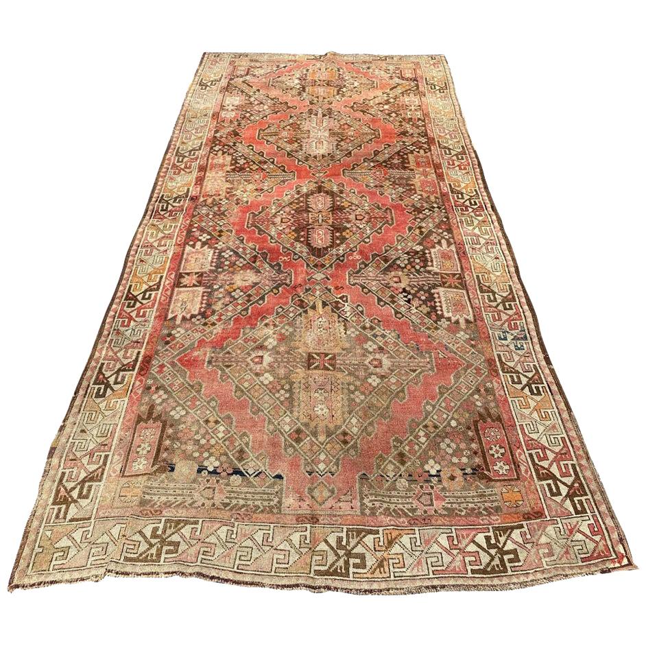 Distressed Antique Caucasian Karabagh Rug