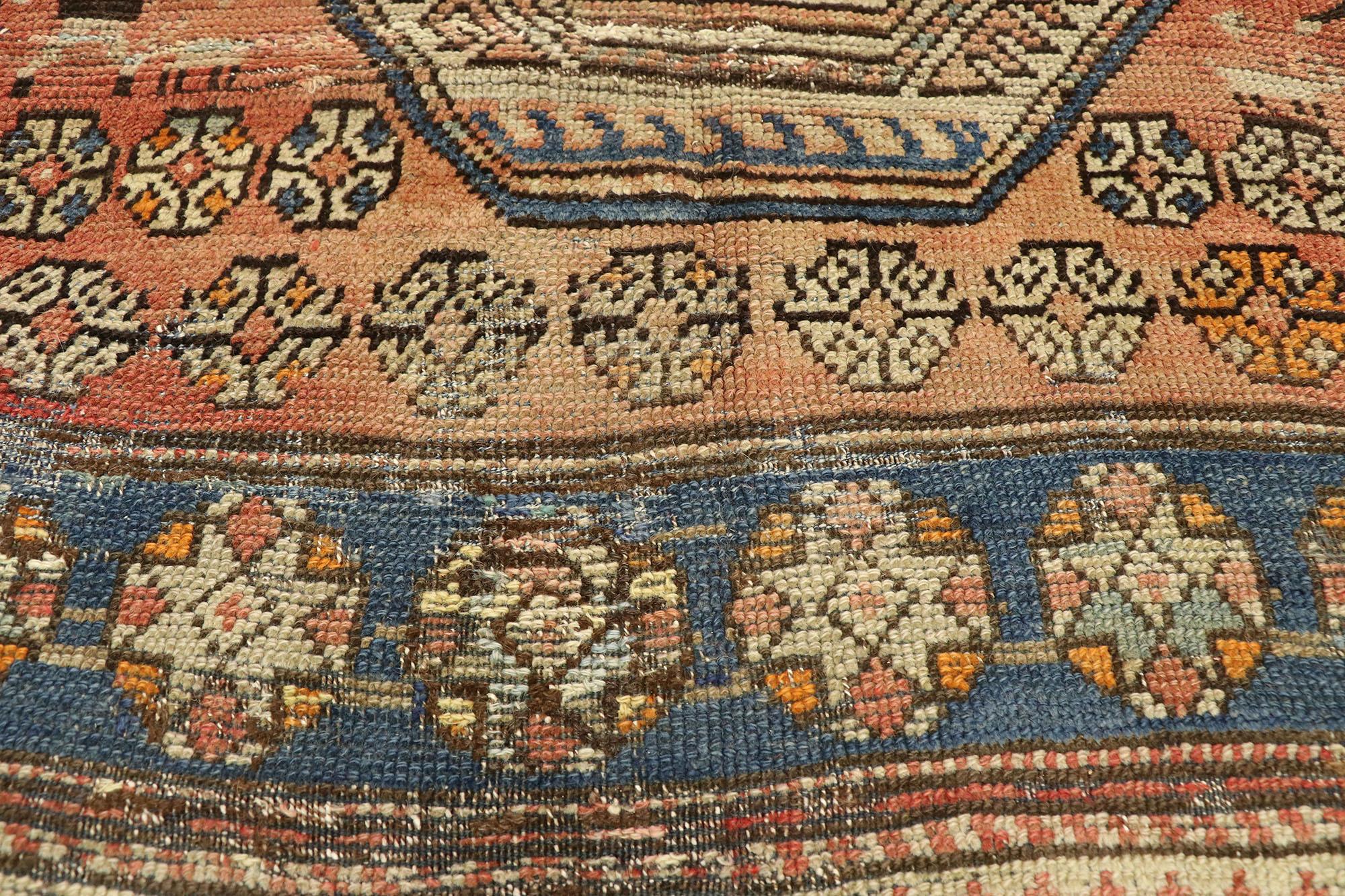 1880's Caucasian Kazak Carpet In Distressed Condition For Sale In Dallas, TX