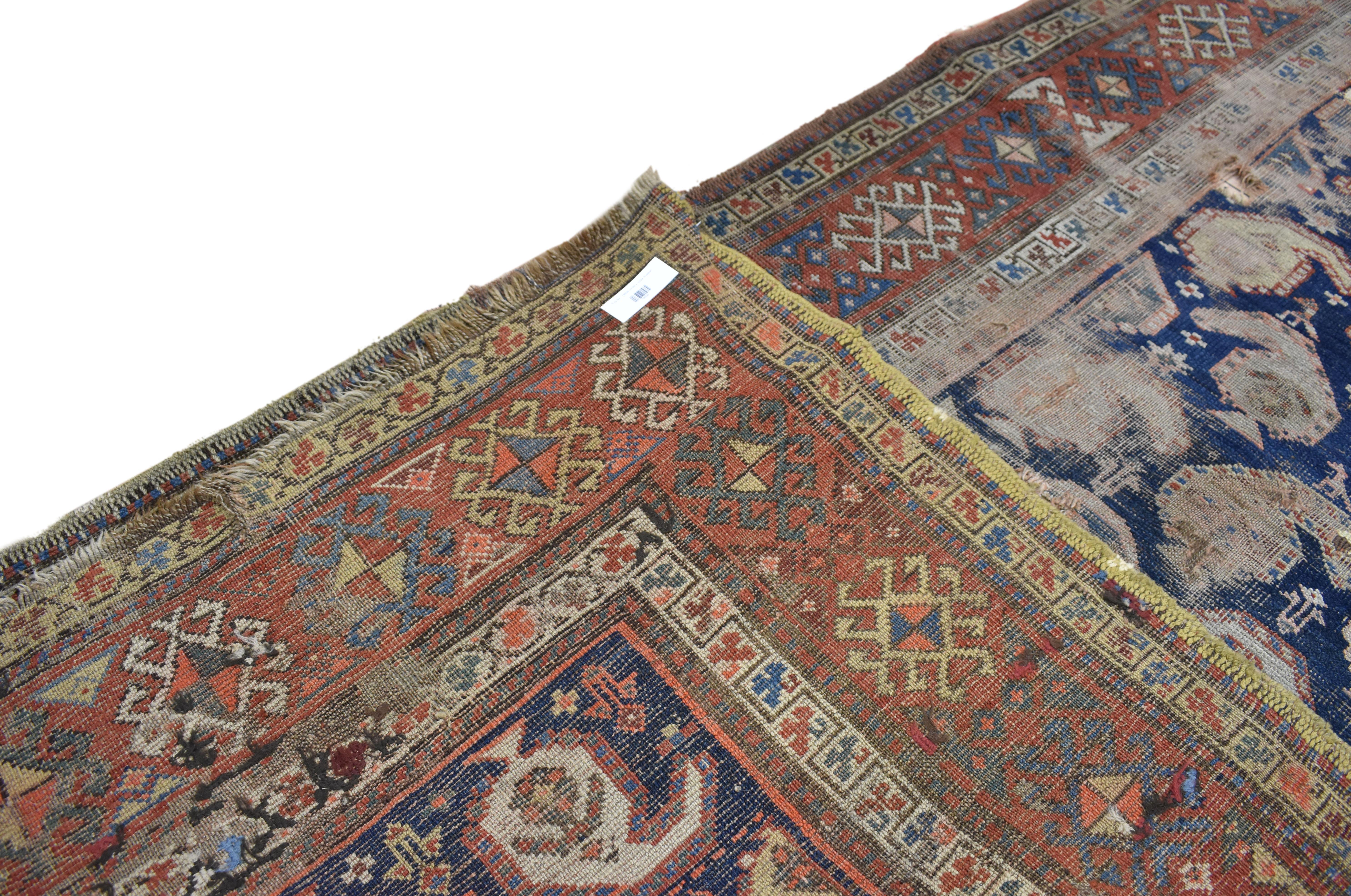 Distressed Antique Caucasian Shirvan Boteh Carpet Runner, Hallway Runner For Sale 2