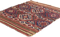 Distressed Antique Caucasian Shirvan Flat-Weave Carpet