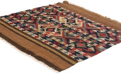Distressed Antique Caucasian Shirvan Flat-Weave Carpet