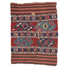 Distressed Antique Caucasian Shirvan Flat-Weave Carpet