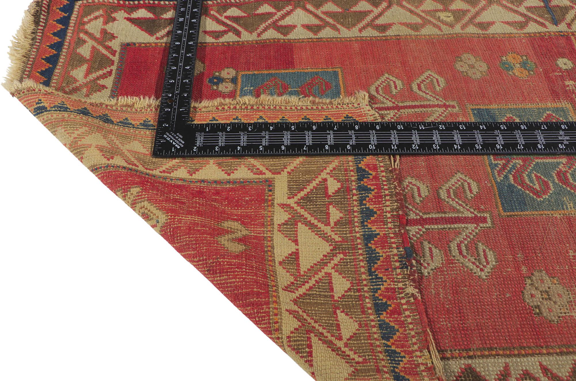 Distressed Antique Caucasian Tribal Bordjalou Kazak Rug In Distressed Condition In Dallas, TX