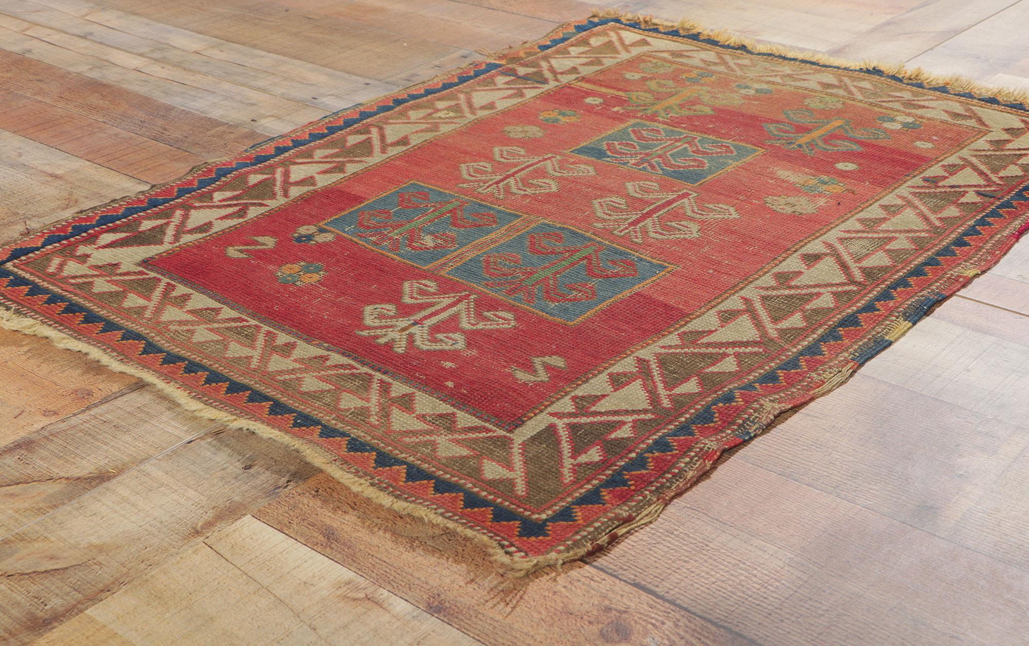 19th Century Distressed Antique Caucasian Tribal Bordjalou Kazak Rug