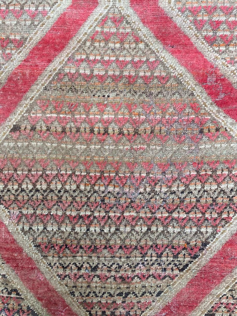 Hand-Knotted Distressed Antique Caucasien Karabagh Rug