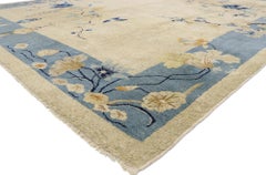 Distressed Antique Chinese Peking Pictorial Rug with Chinoiserie Chintz Style